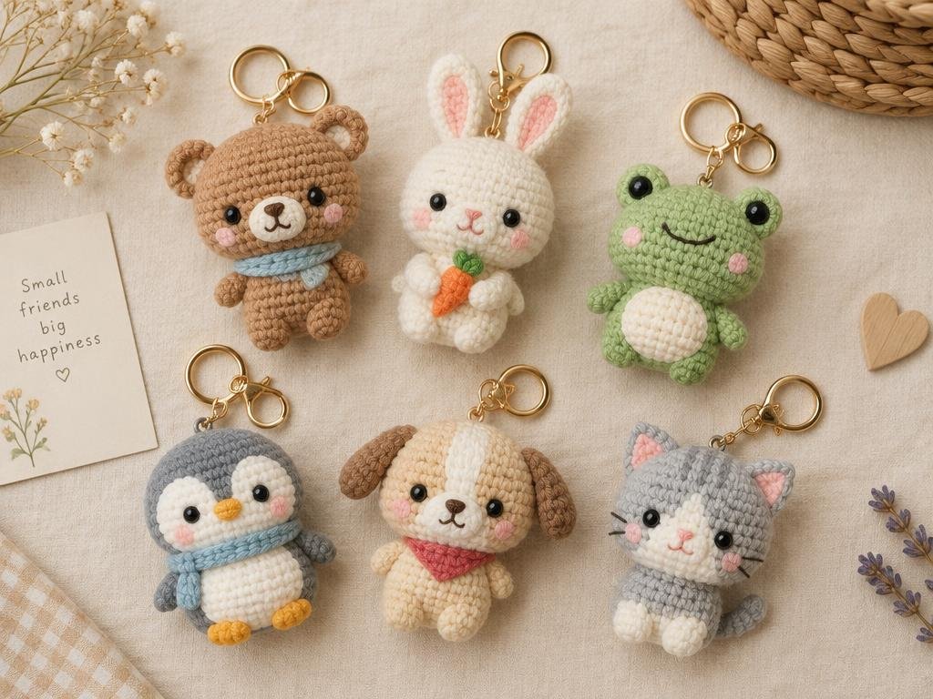 Animals crochet keychains