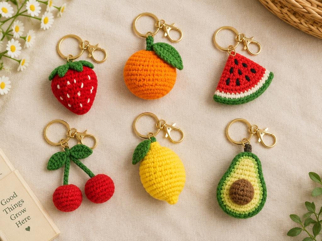 Fruits crochet keychains