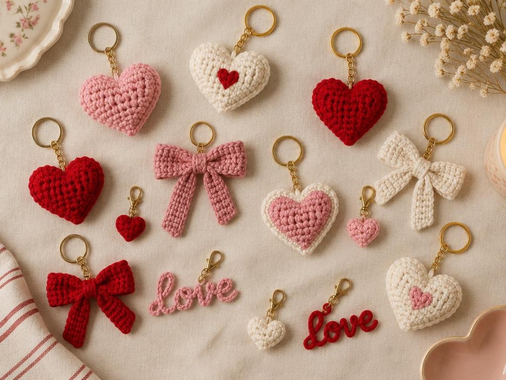 Hearts & More crochet keychains