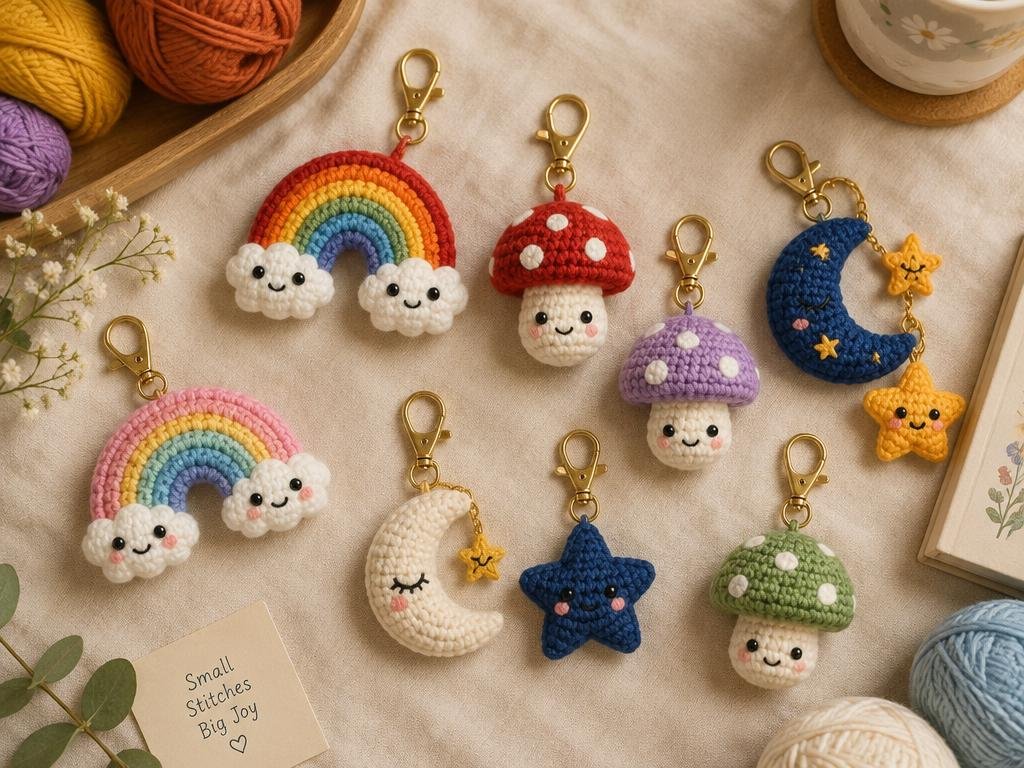 Themed Designs crochet keychains